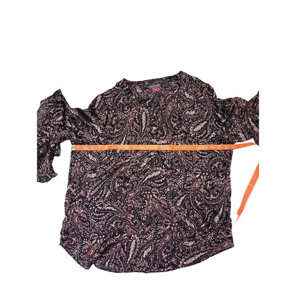 Vince Camuto Womens Size Large Purple Paisley Ruffled Bell Sleeve Popover Blouse - Picture 8 of 13